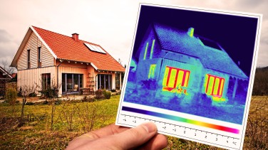 Haus mit Thermographie-Foto